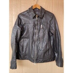 All Saints Swithin Black Leather Biker Motorcycle Jacket Moto Small Euro Fitted